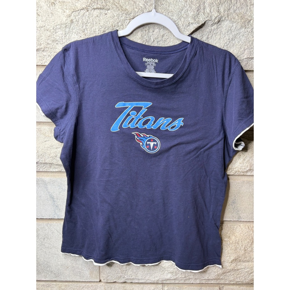 Reebok Tennessee Titans NFL Womens XL Navy Blue Graphic Short Sleeve T-Shirt